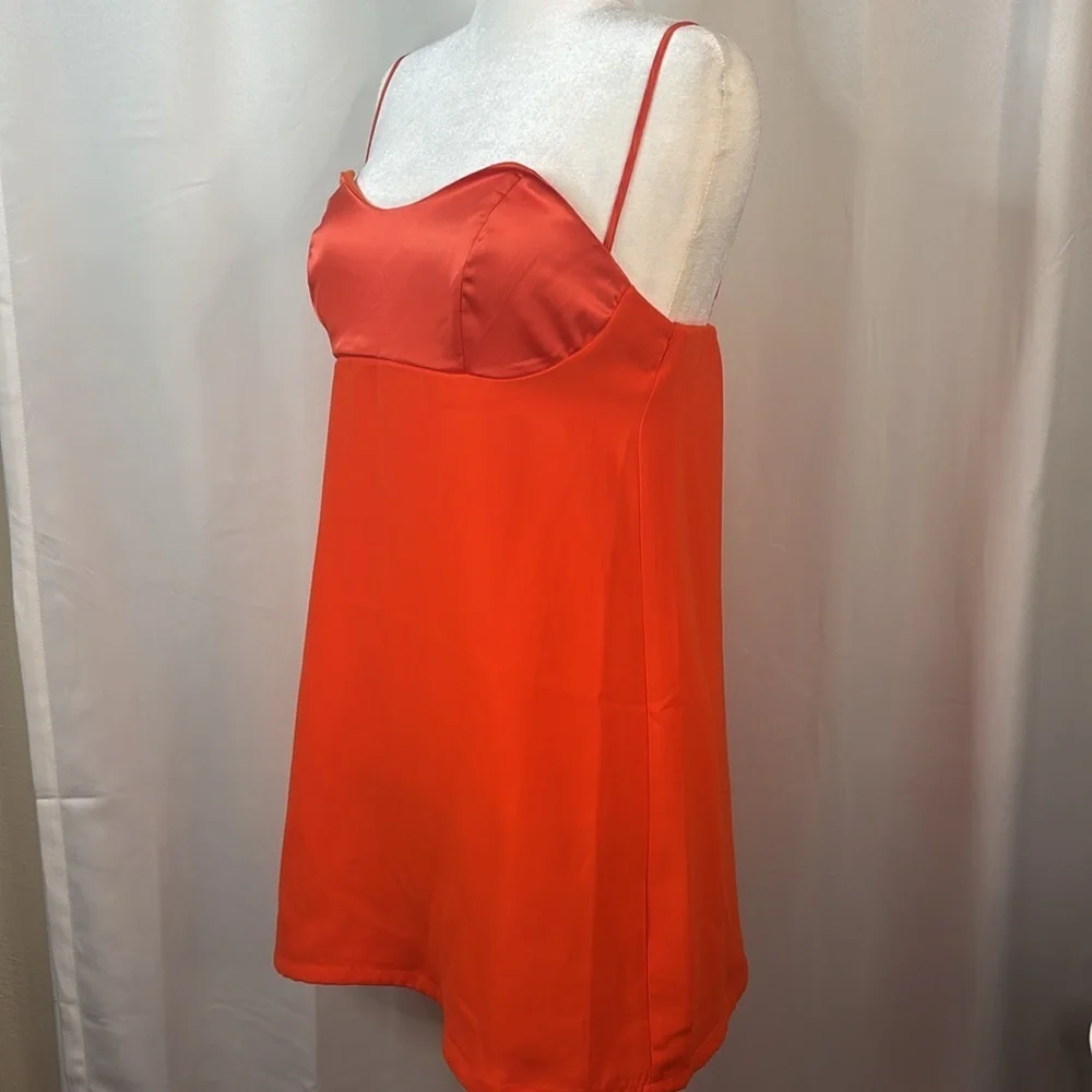 Free People Red Orange Mila Sweetheart Neckline Bustier Mini Dress- NWT - Picture 6 of 13